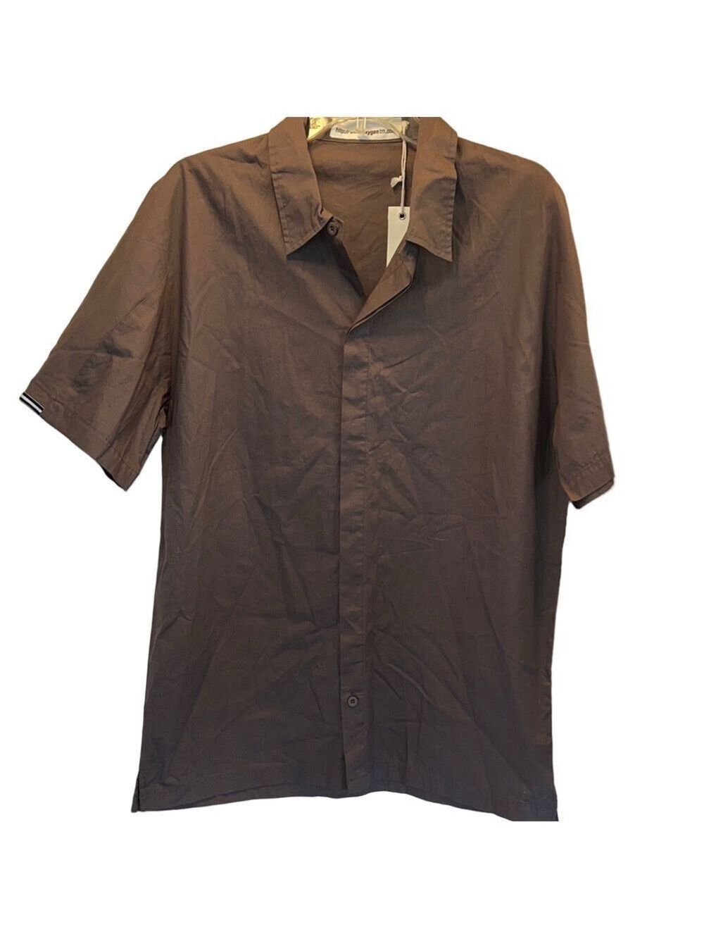 Oxygen Brown Hidden Button Down Shirt for Men, SZ XL